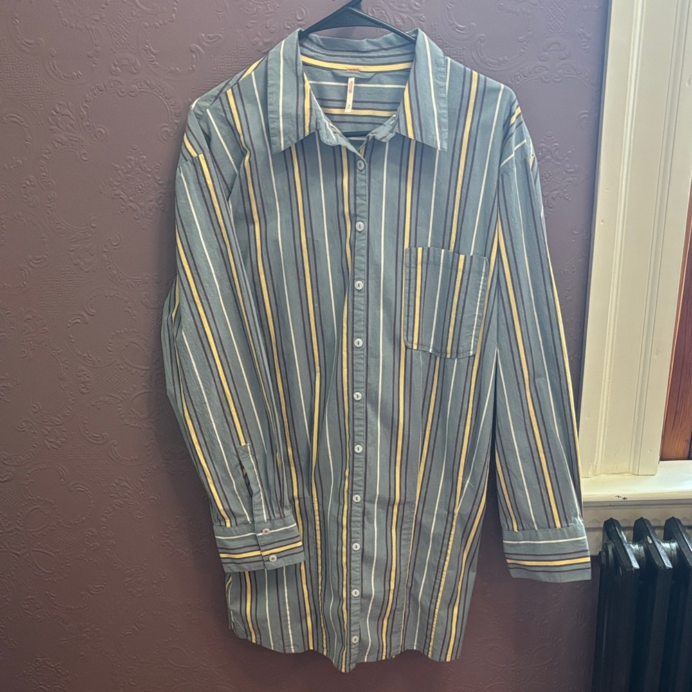 Free People Vintage Button Down Striped Shirt